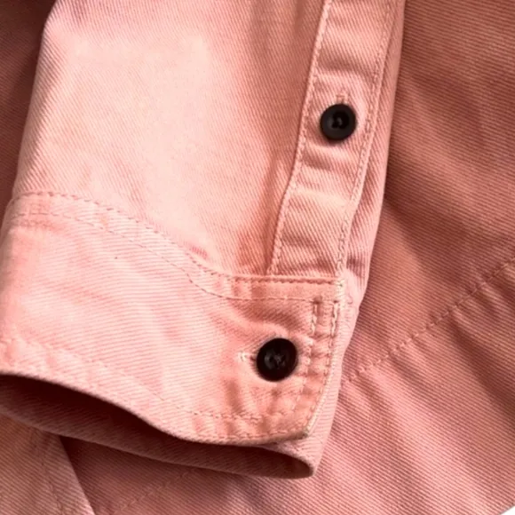 Madewell Northward Cropped Denim Jacket Blush Button Front &amp; Cuffs Cotton Sz XXS