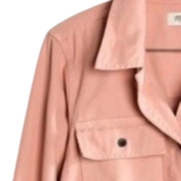 Madewell Northward Cropped Denim Jacket Blush Button Front &amp; Cuffs Cotton Sz XXS