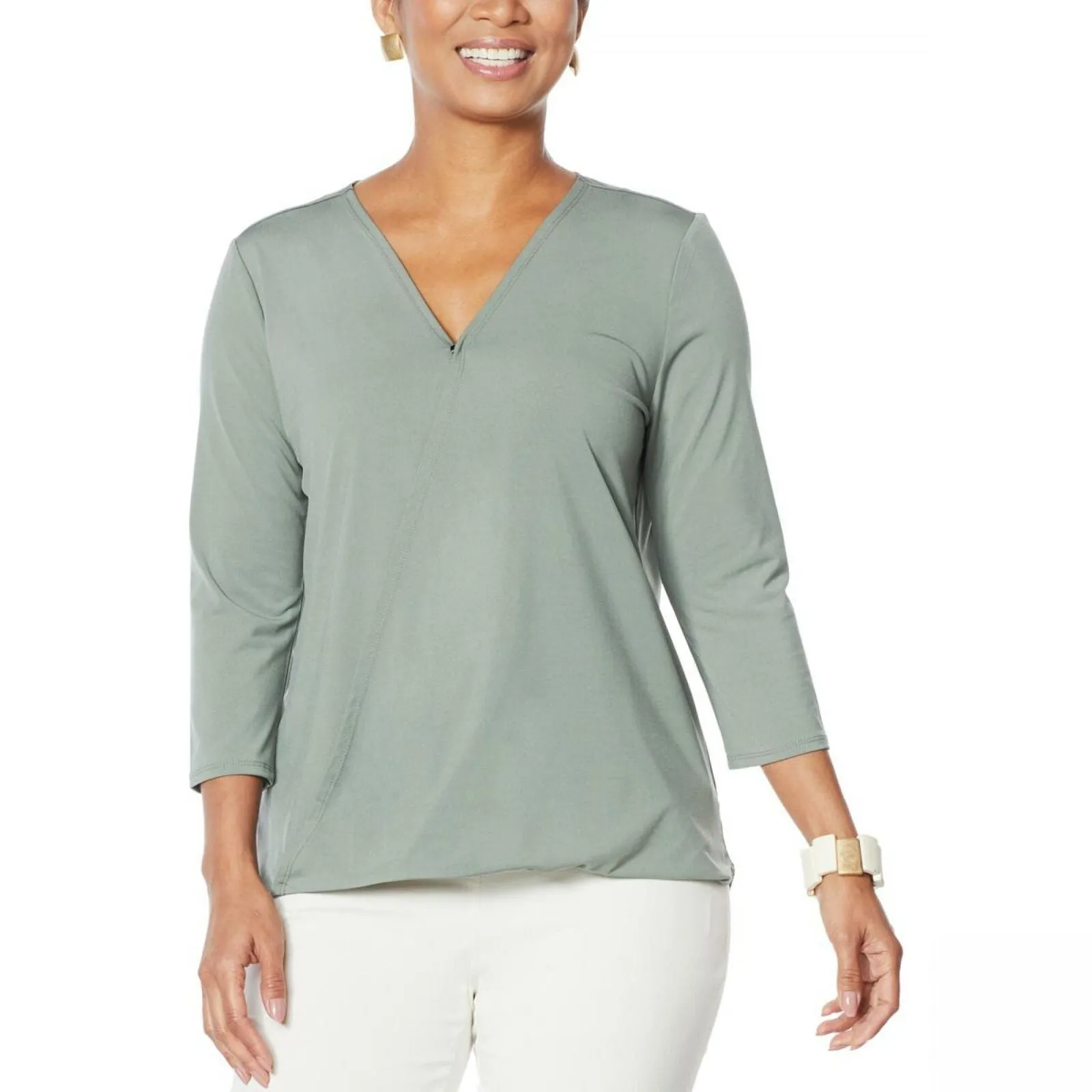 MarlaWynne WynneLayers Women's Twist Front Surplice Knit Top