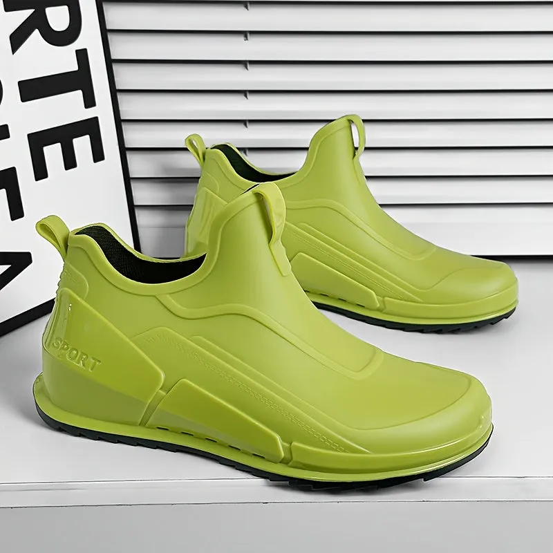 Men'S Stylish Waterproof Rain Boots - Slip-On, Durable Rubber Sole For Outdoor & Kitchen Use Waterproof Shoes For Men Rubber Boots For Men