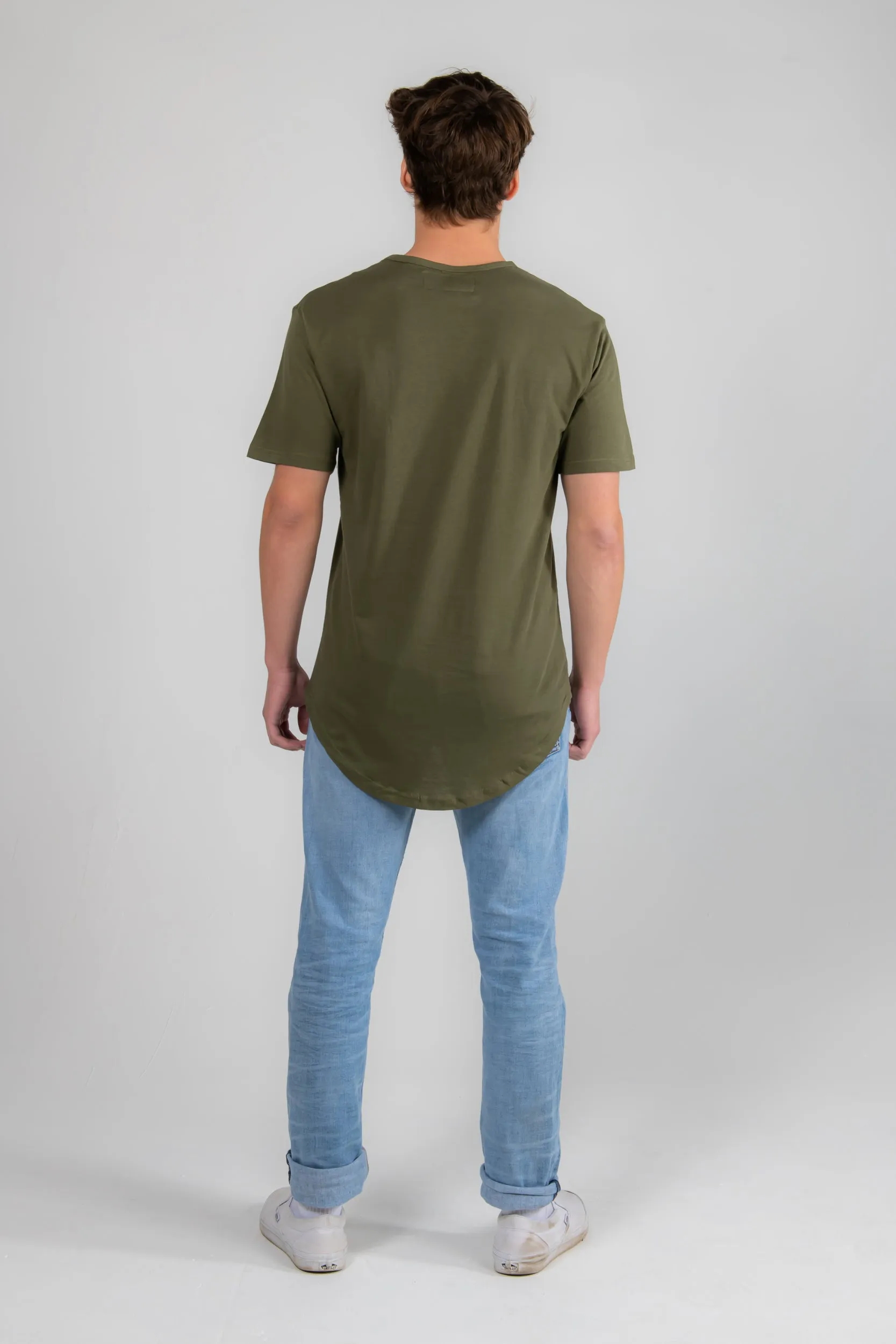 Military Green Drop Tail Tee