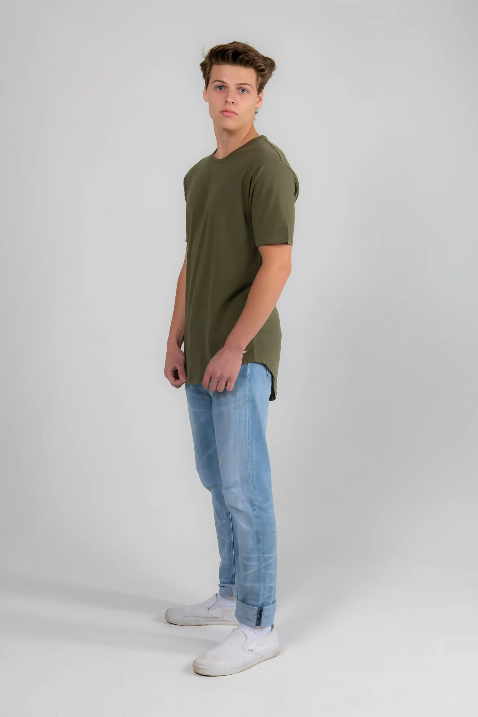 Military Green Drop Tail Tee