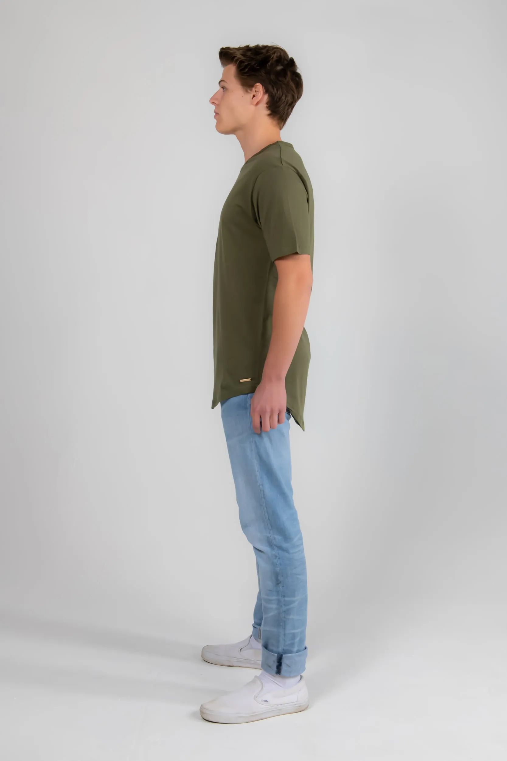 Military Green Drop Tail Tee