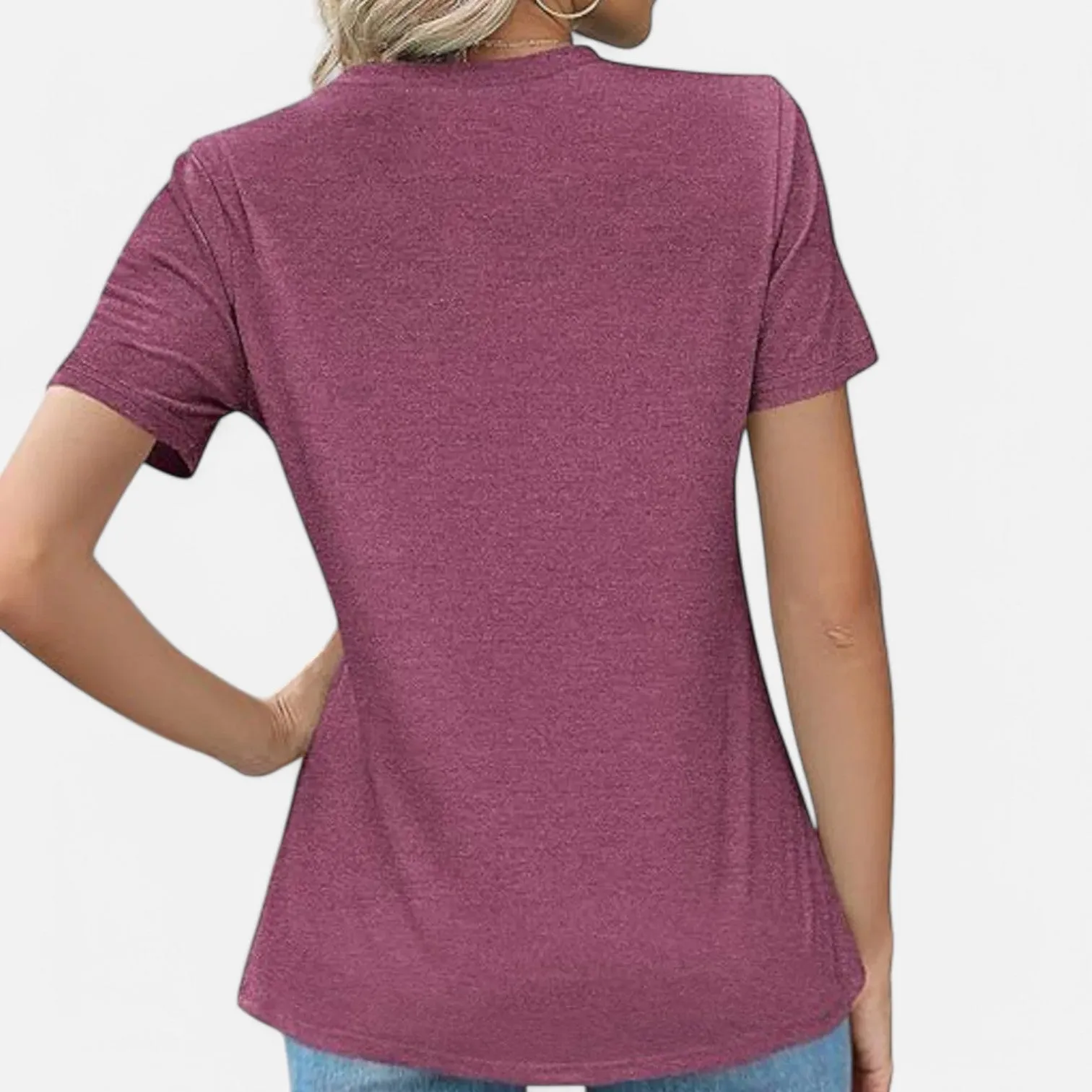 Monacogents | Women's V-Neck Puff Sleeve Pleated Tunic Blouse