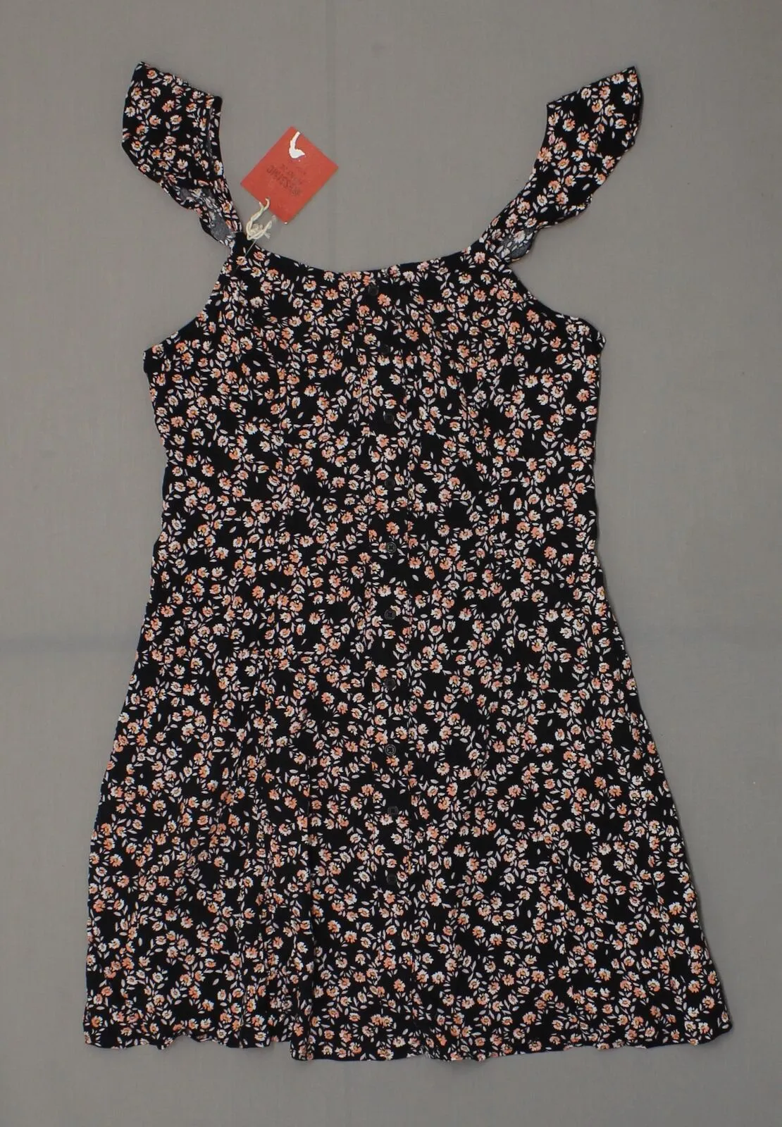 Mossimo Women's Floral Button Front Ruffle Sleeve Dress