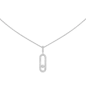 Move Uno 18K White Gold Large Model Pavé Diamond Necklace