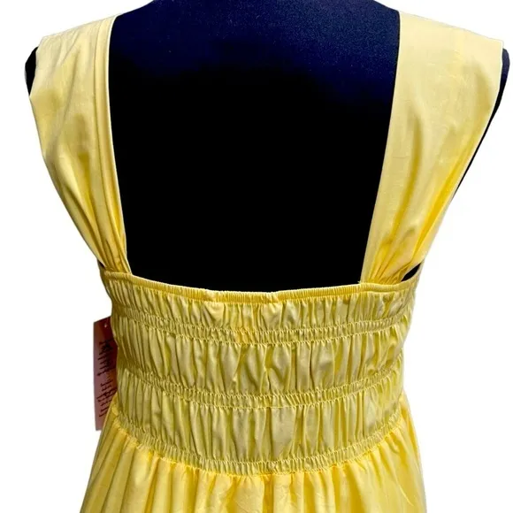 Nanette Lepore, Midi Dress, Smocked, Sleeveless, Yellow Glimmer | Size 10