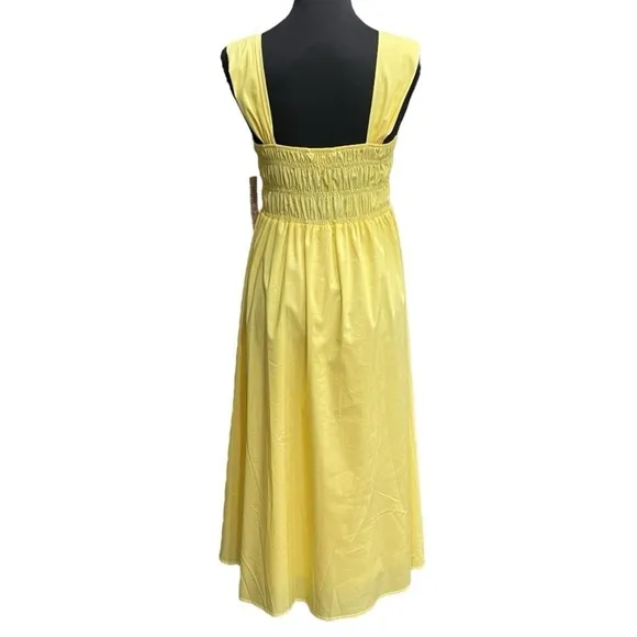 Nanette Lepore, Midi Dress, Smocked, Sleeveless, Yellow Glimmer | Size 10