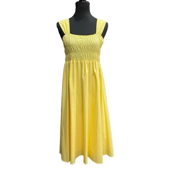 Nanette Lepore, Midi Dress, Smocked, Sleeveless, Yellow Glimmer | Size 10