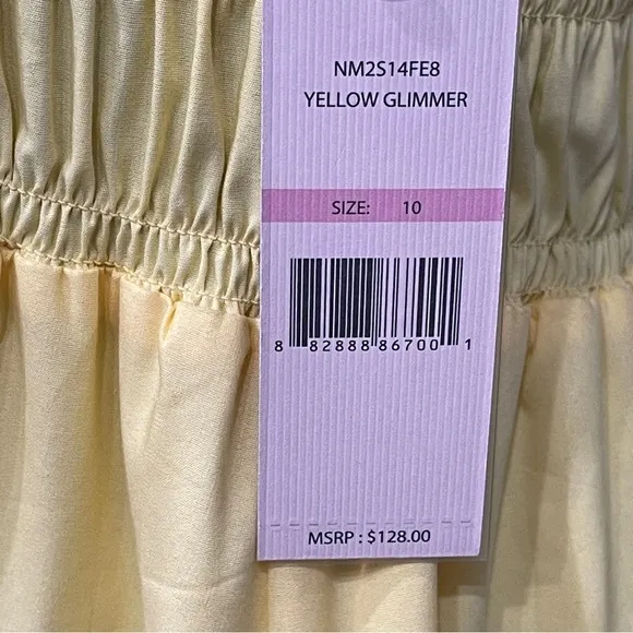 Nanette Lepore, Midi Dress, Smocked, Sleeveless, Yellow Glimmer | Size 10