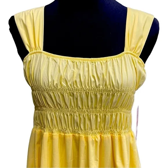 Nanette Lepore, Midi Dress, Smocked, Sleeveless, Yellow Glimmer | Size 10