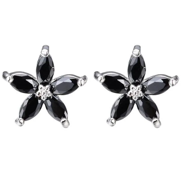 Natural Sapphire Stud Earrings 925 Sterling Silver Women's Wedding Jewelry