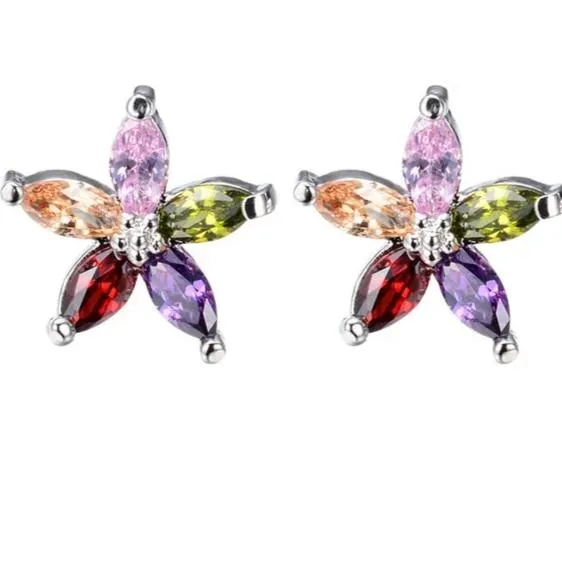 Natural Sapphire Stud Earrings 925 Sterling Silver Women's Wedding Jewelry