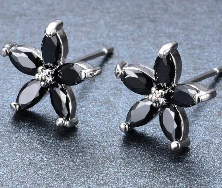 Natural Sapphire Stud Earrings 925 Sterling Silver Women's Wedding Jewelry