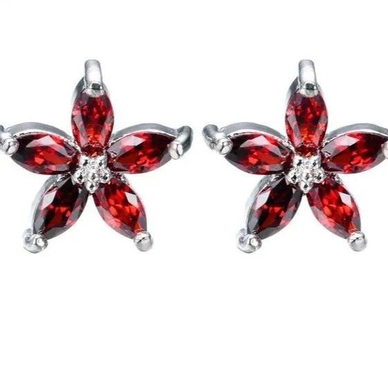 Natural Sapphire Stud Earrings 925 Sterling Silver Women's Wedding Jewelry
