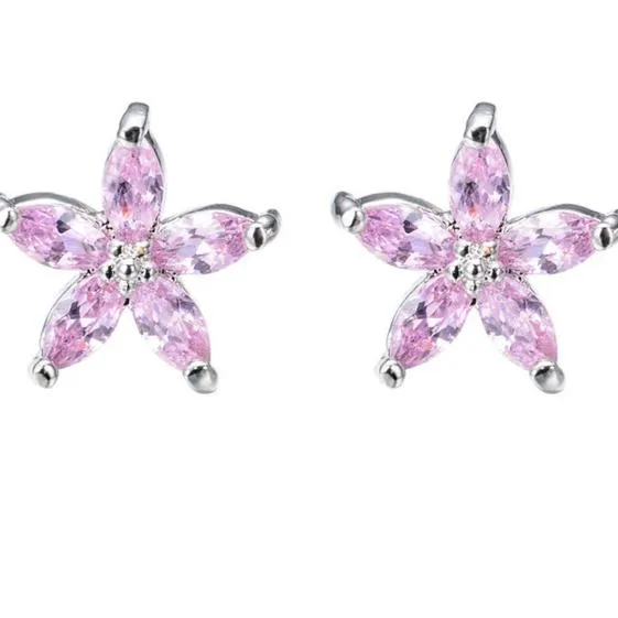 Natural Sapphire Stud Earrings 925 Sterling Silver Women's Wedding Jewelry