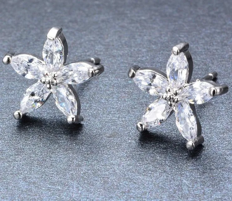 Natural Sapphire Stud Earrings 925 Sterling Silver Women's Wedding Jewelry
