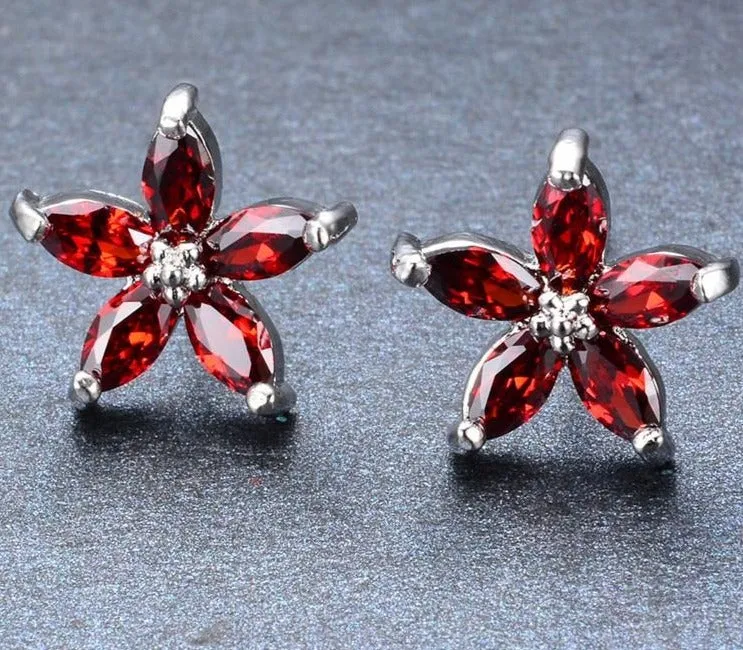 Natural Sapphire Stud Earrings 925 Sterling Silver Women's Wedding Jewelry