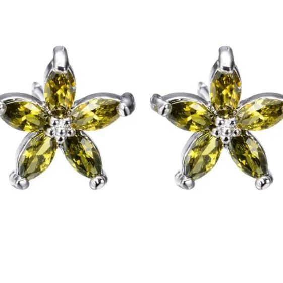 Natural Sapphire Stud Earrings 925 Sterling Silver Women's Wedding Jewelry