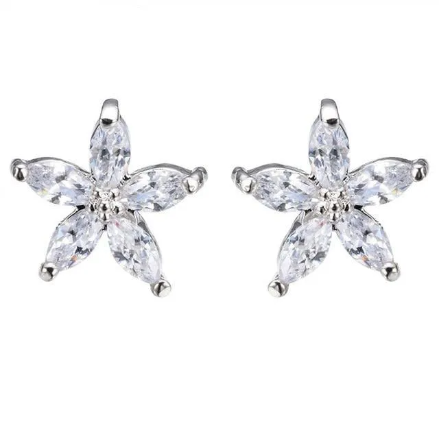 Natural Sapphire Stud Earrings 925 Sterling Silver Women's Wedding Jewelry