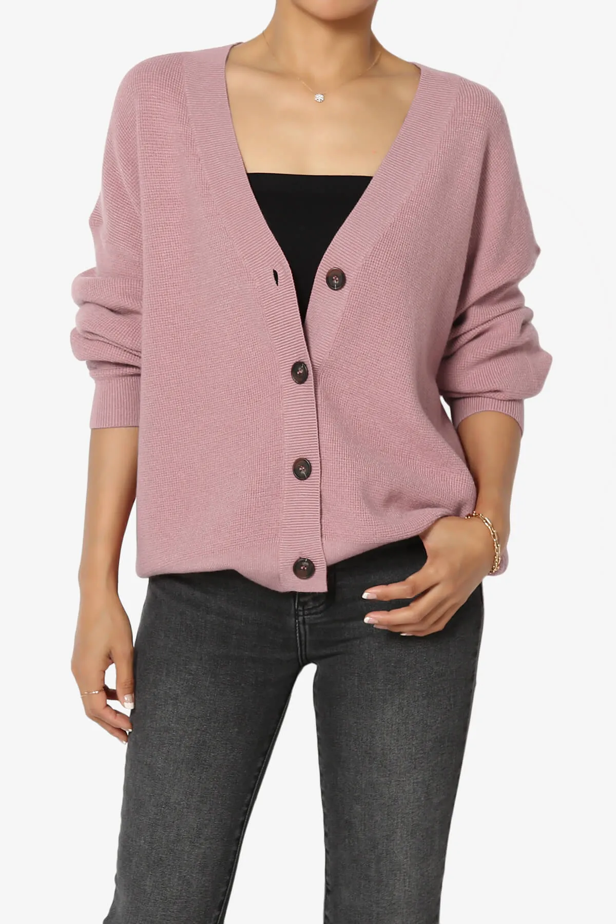 Nicky Micro Waffle Viscose Knit Cardigan PLUS