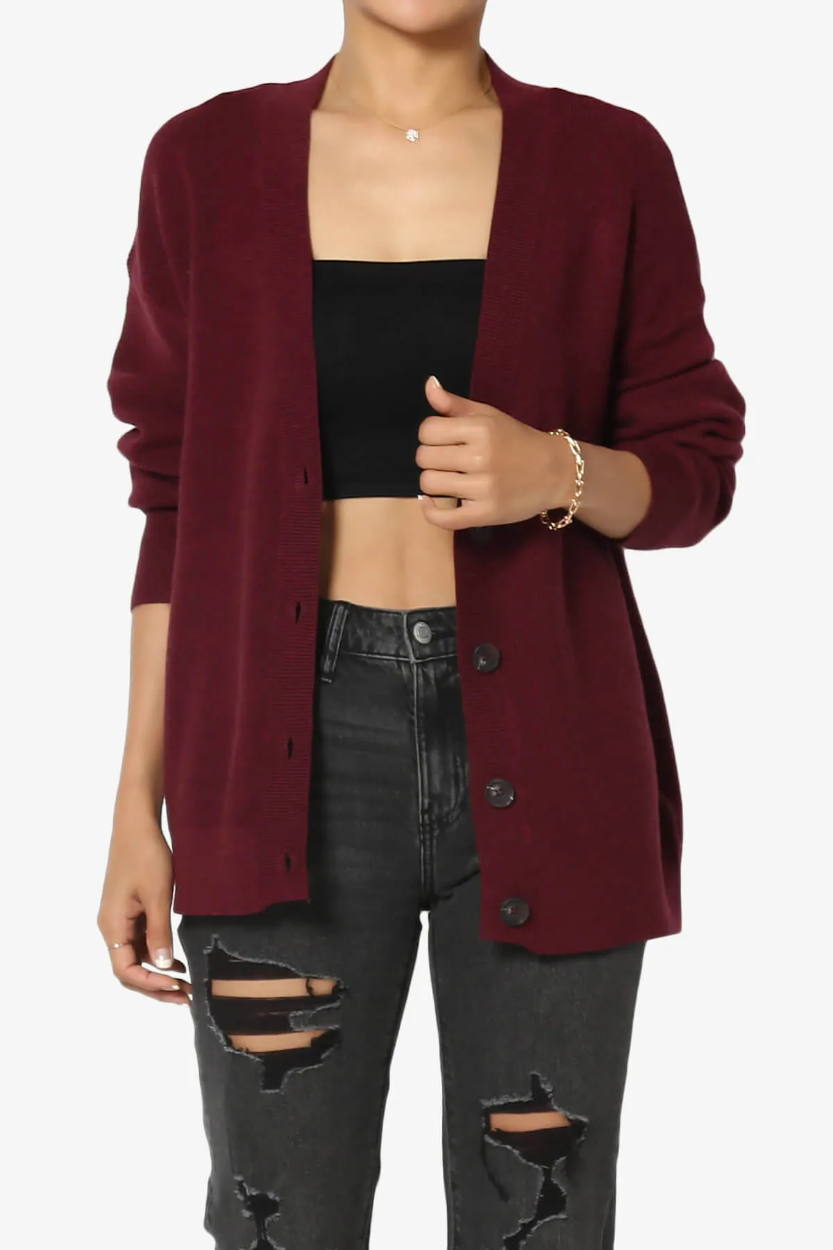 Nicky Micro Waffle Viscose Knit Cardigan PLUS