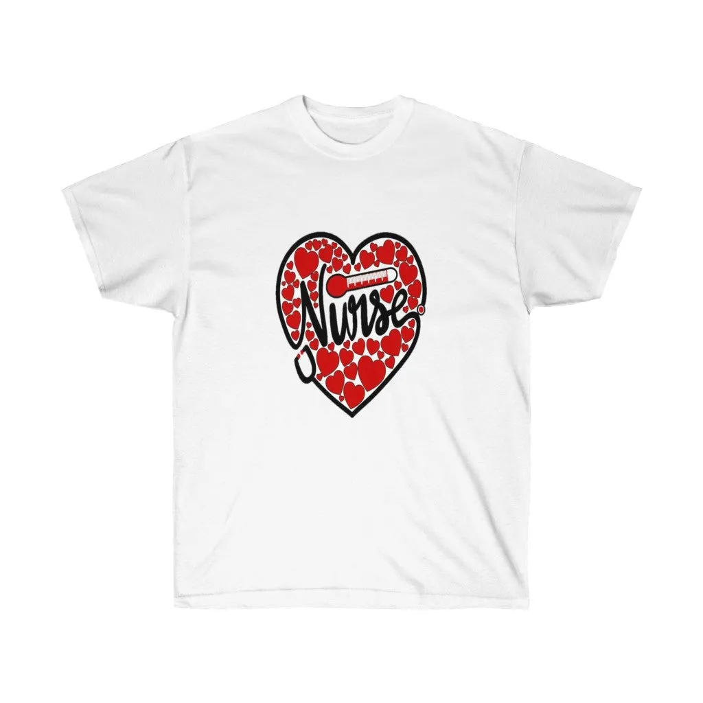 Nurse Heart Unisex Tee, Valentine's Day Tee, Heart Tee, Custom T-shirts, Graphic T-shirt