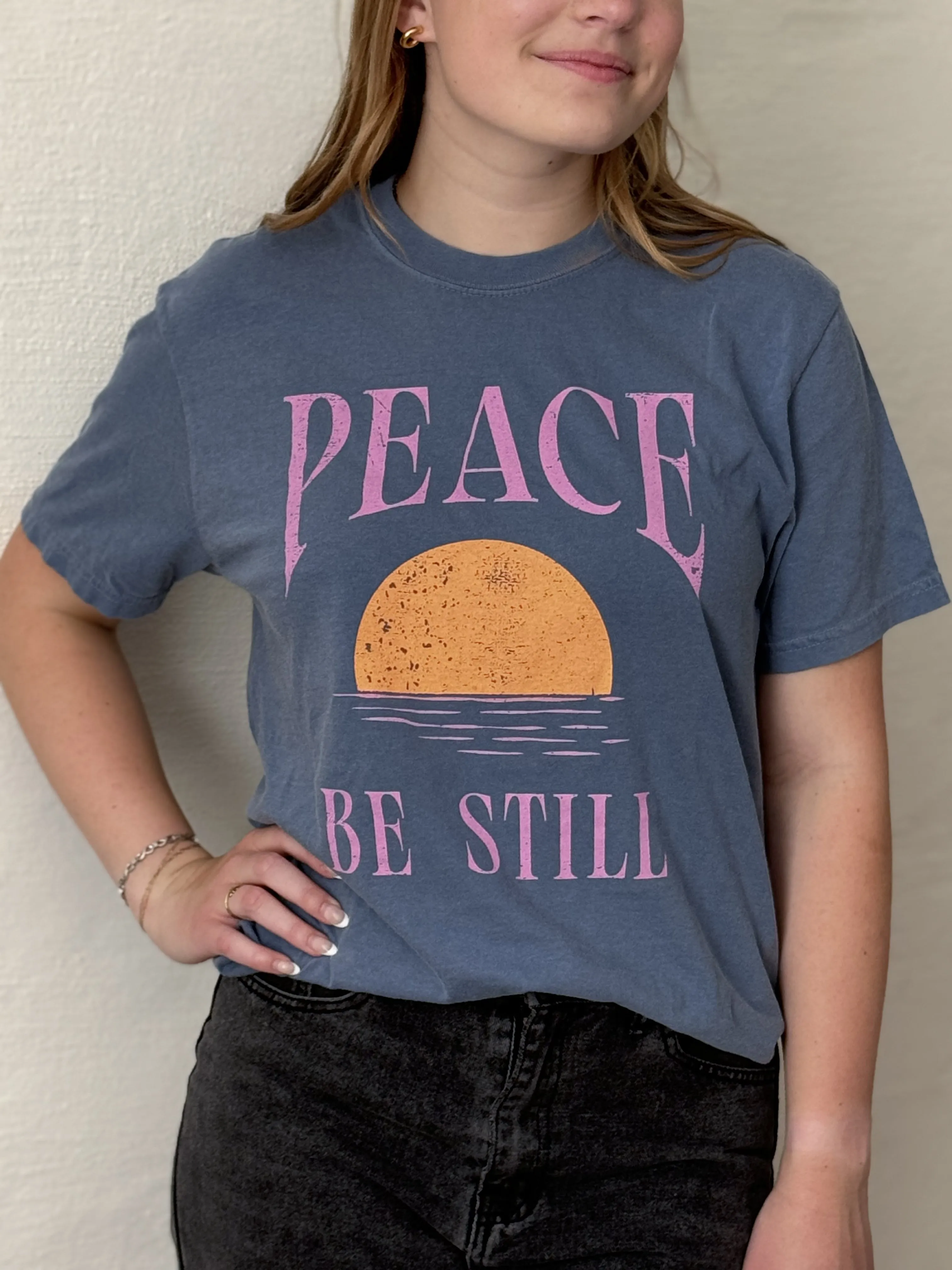 Peace Be Still Tee in Blue Jean