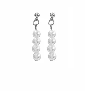 Pearl & Silver-Plated Line Drop Earrings