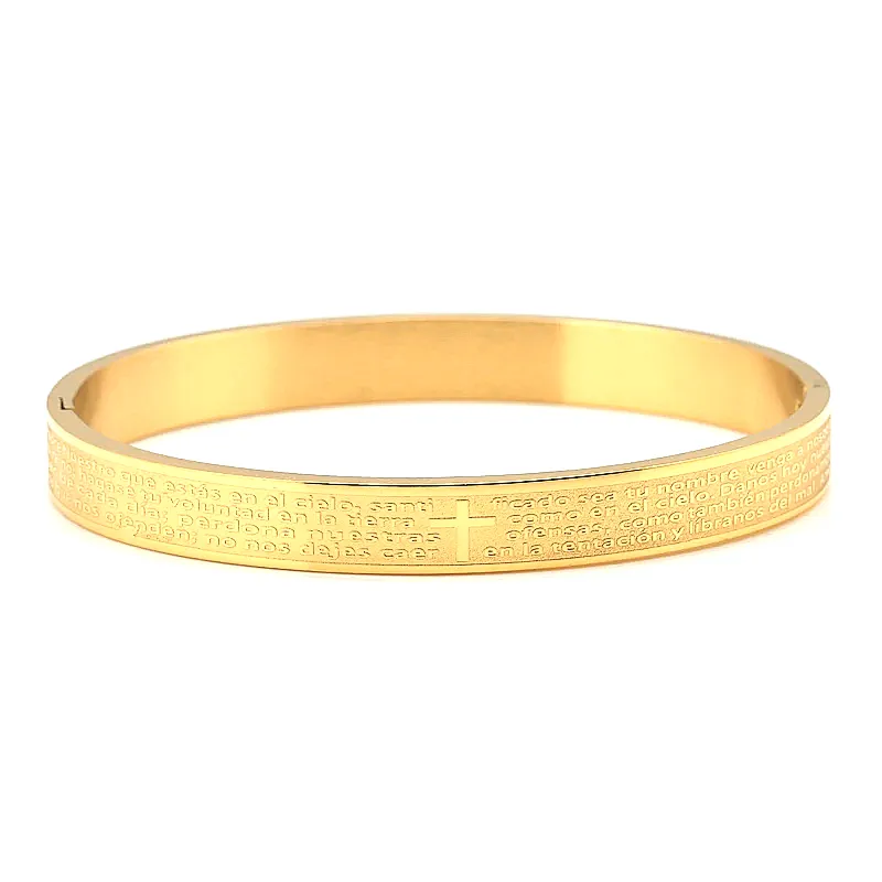 Personalized Stainless steel Christian cross Bible pray bangle bracelet