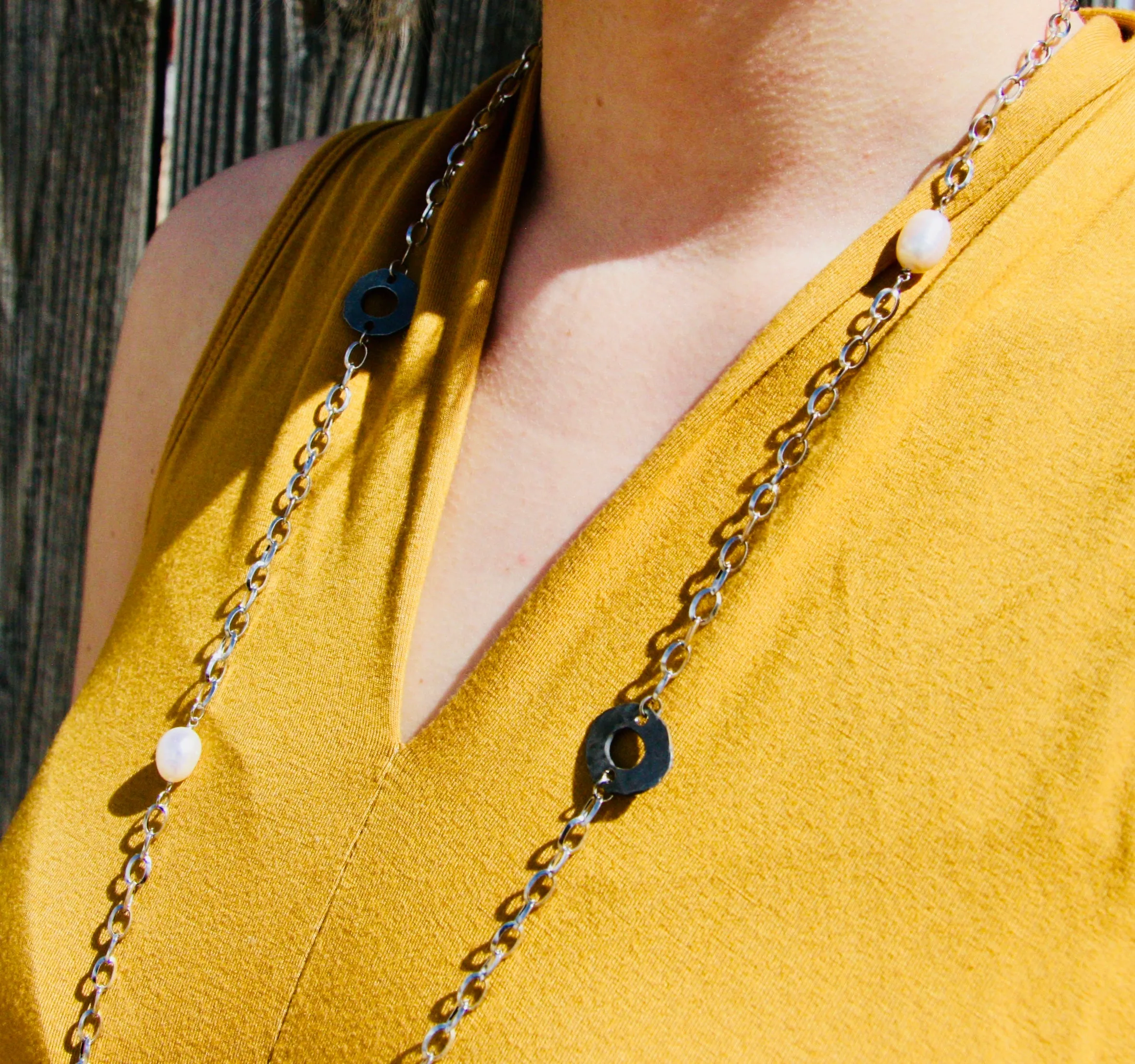 Pink Pearl Chain Necklace