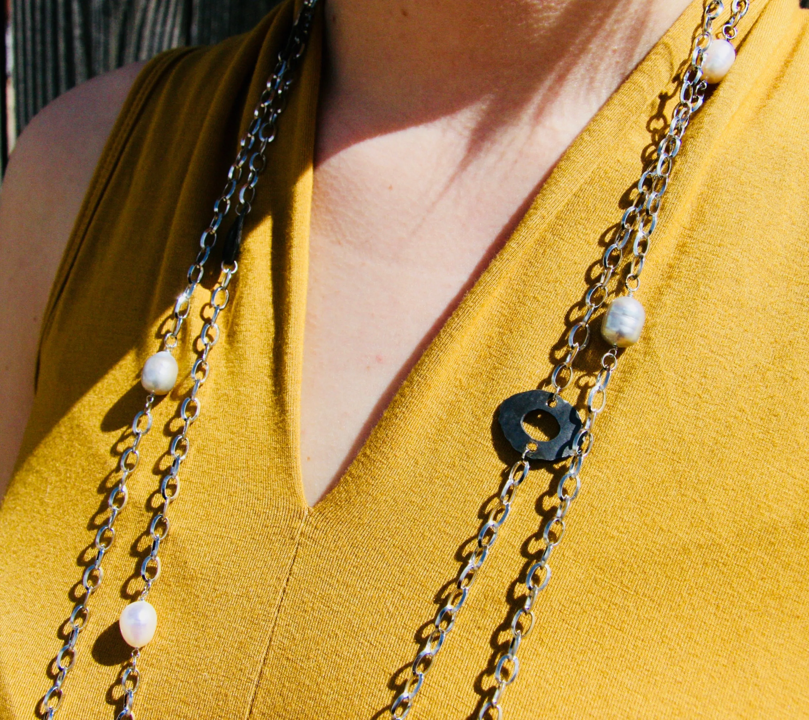 Pink Pearl Chain Necklace