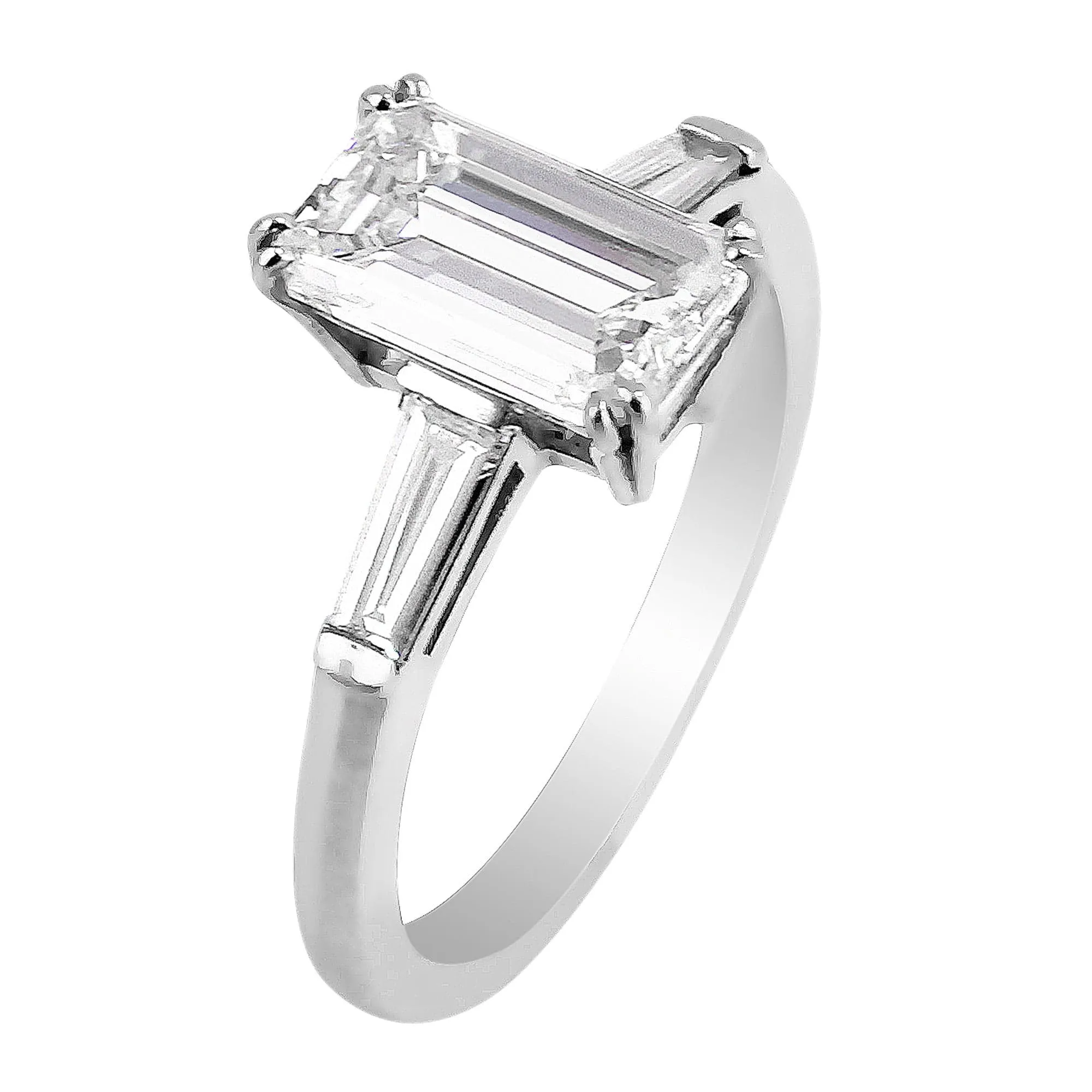 Platinum 2ct Internally Flawless Emerald Cut Diamond Ring