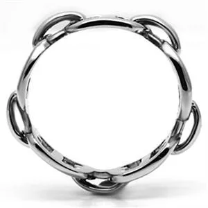 Polished stainless steel Women's Fashion Ring with an Interlocking Chain