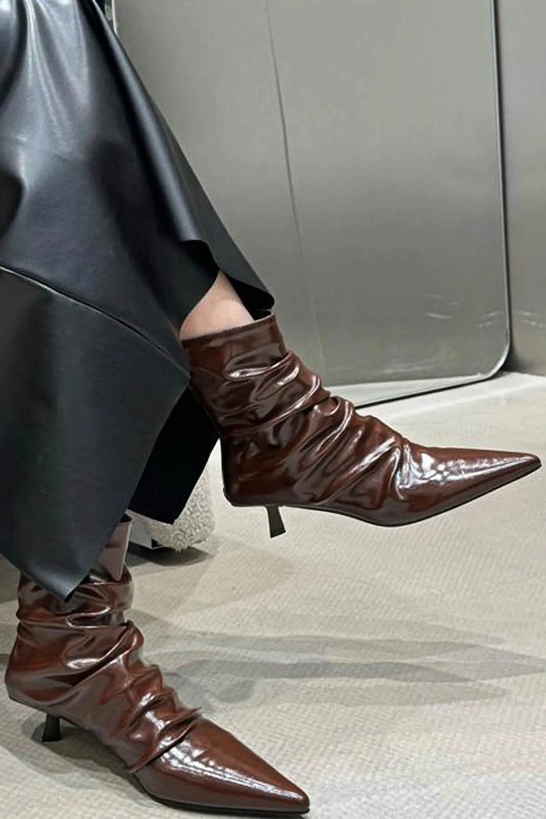 Polly - Wrinkled Chic Design Woman's Pointed Ankle Boots