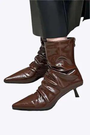 Polly - Wrinkled Chic Design Woman's Pointed Ankle Boots
