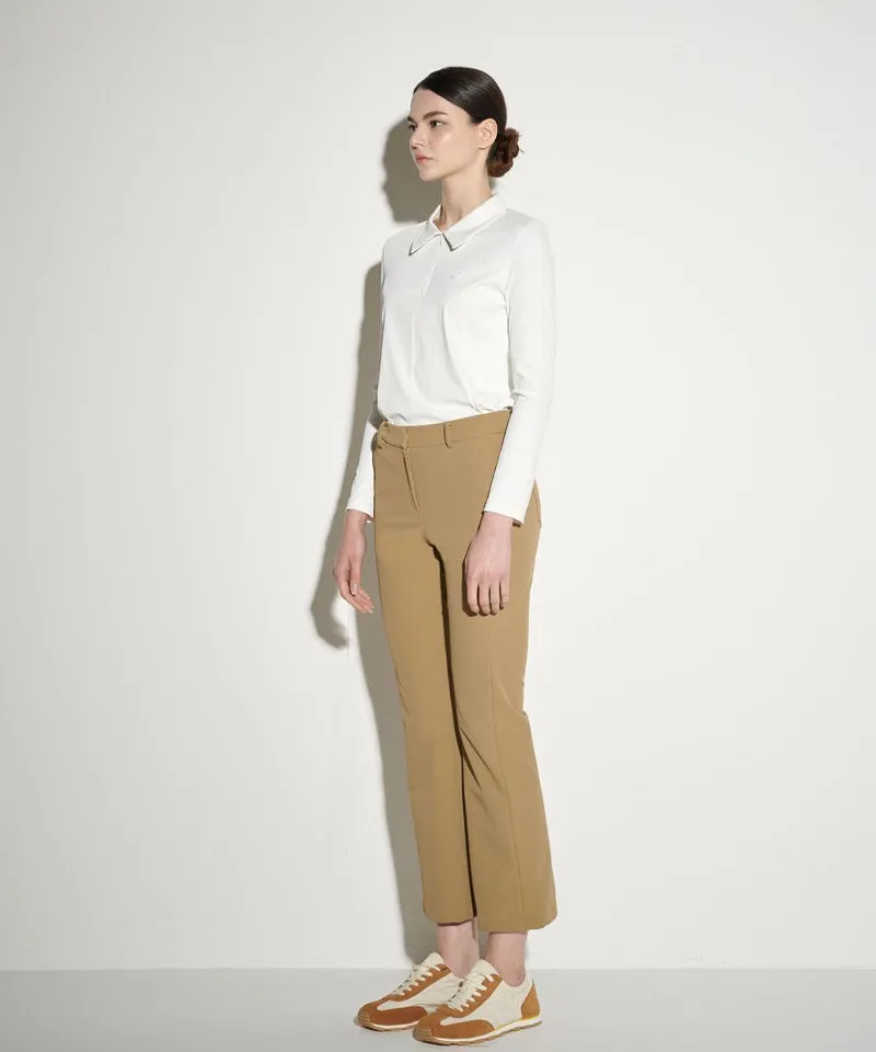 POSHERD High Stretch Bootcut Pants - Beige