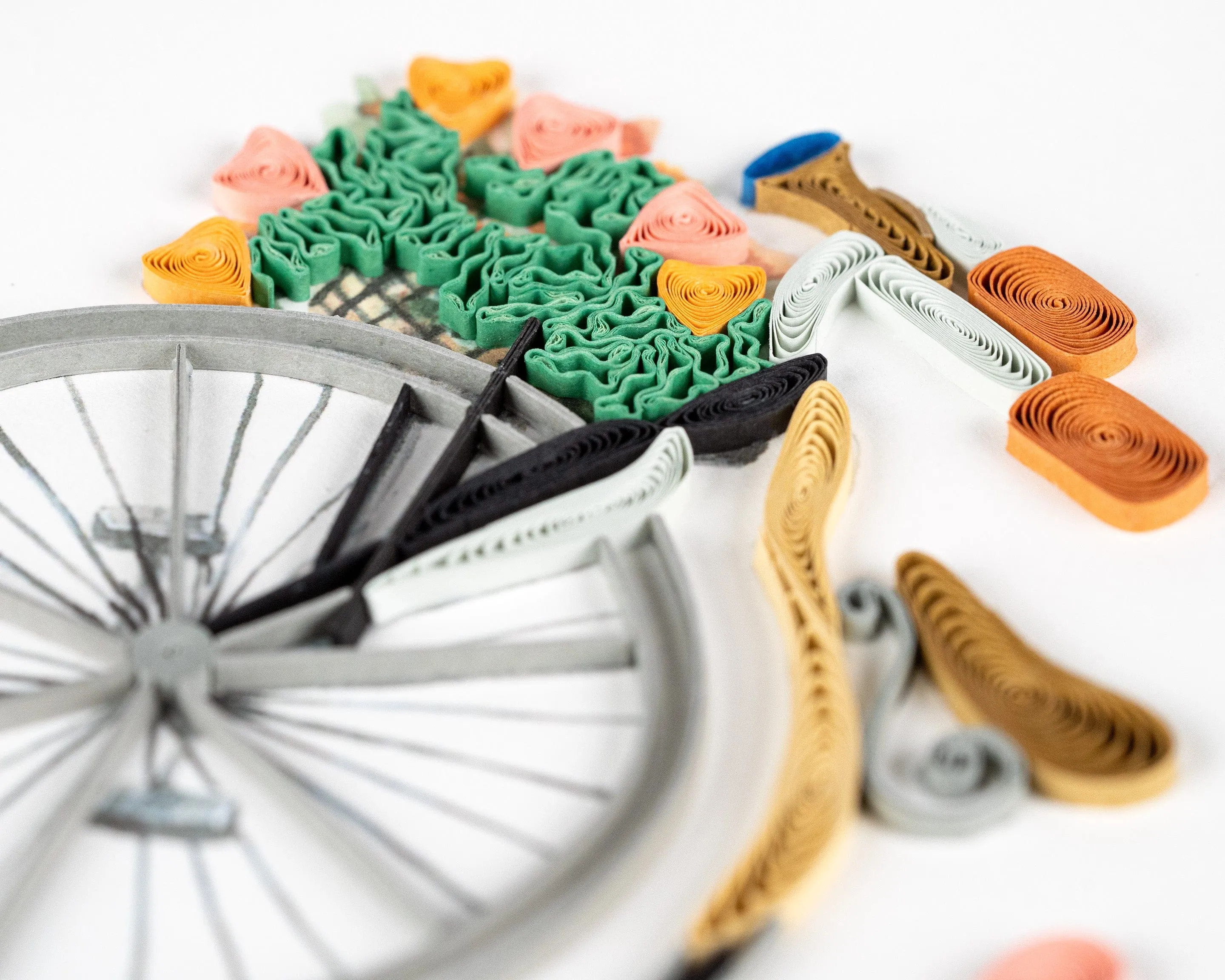 Quilled Antique High-Wheel Bicycle