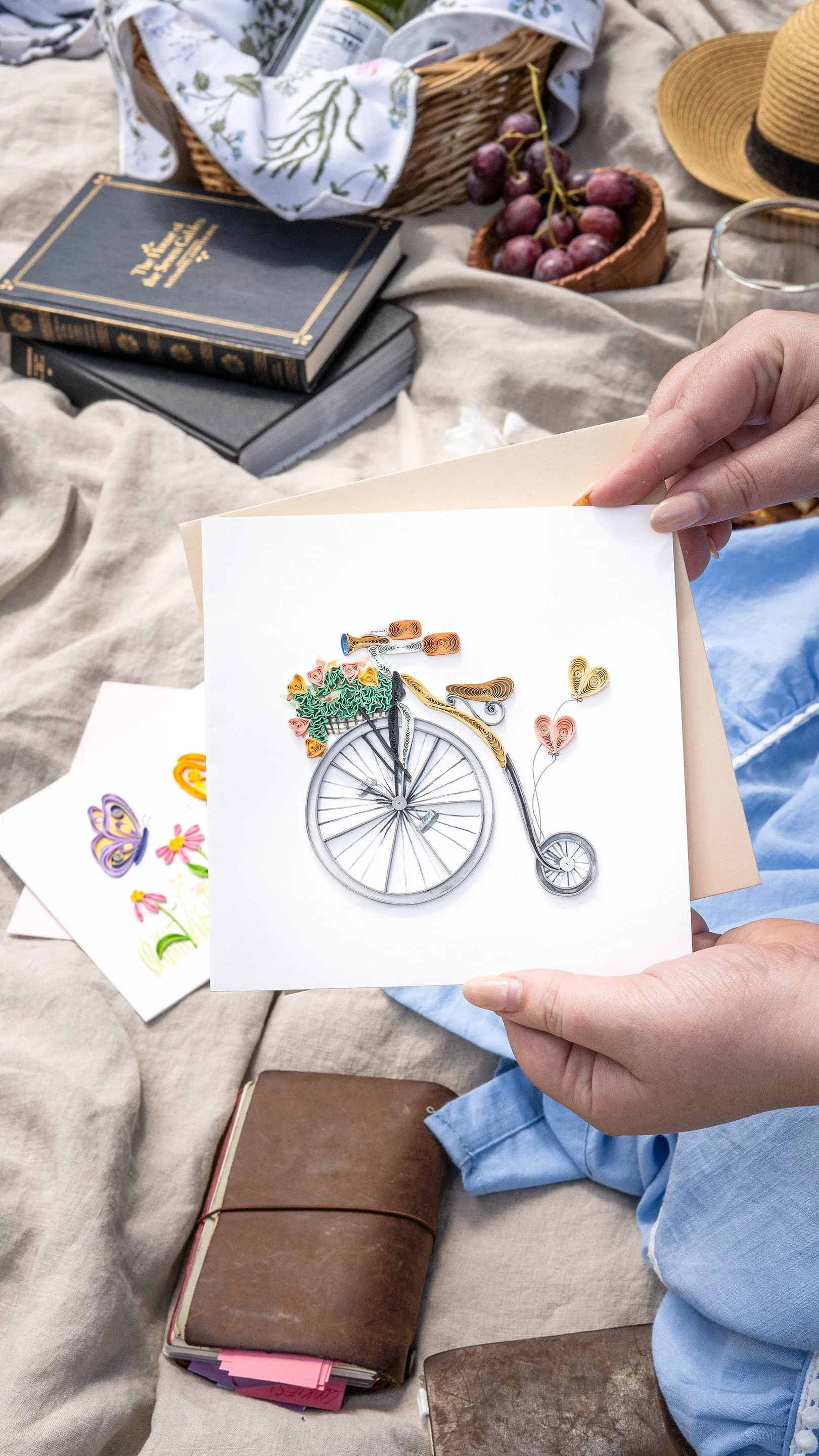 Quilled Antique High-Wheel Bicycle