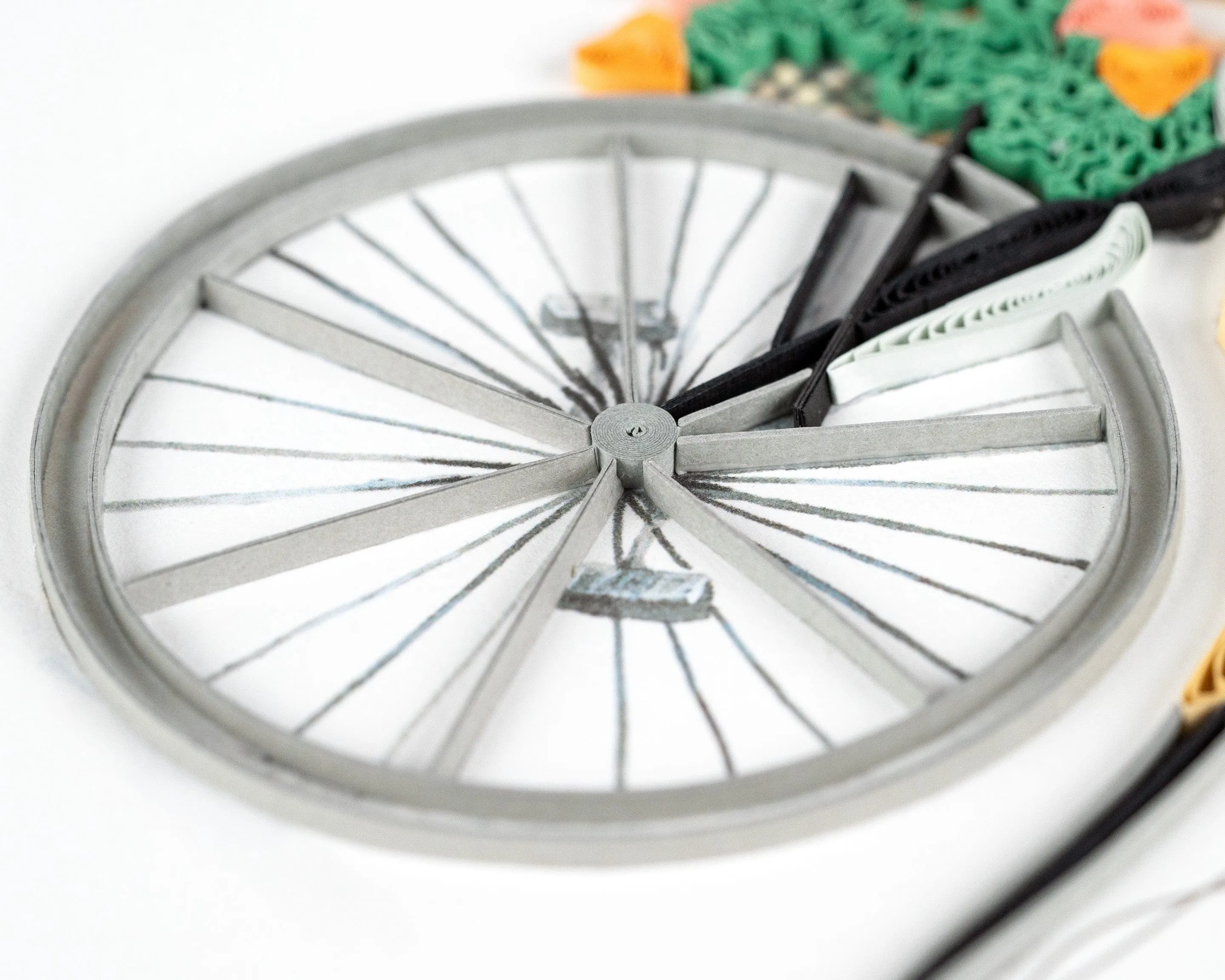 Quilled Antique High-Wheel Bicycle