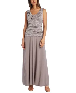 R&m Richards Women's Glitter Knit Chiffon Evening Gown 3629