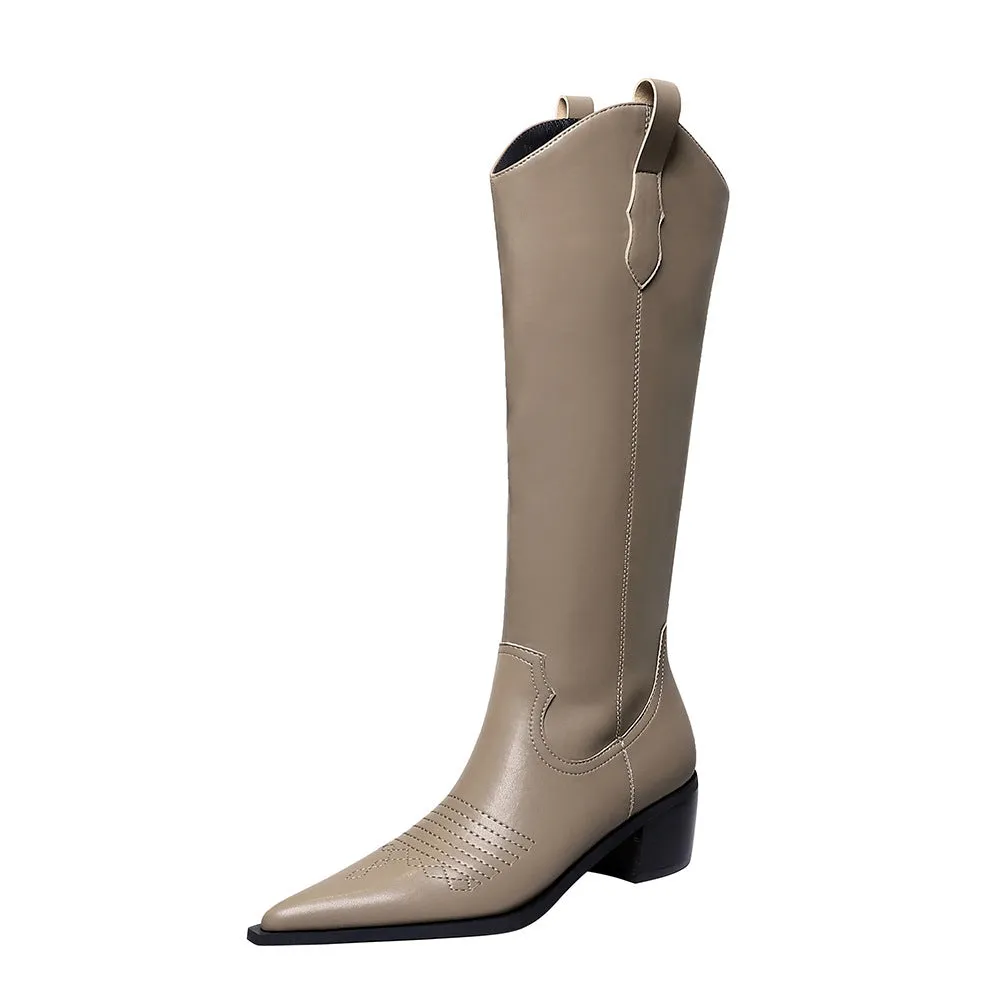 Retro V Cut Pointed-toe Skinny High Tube Women's Chelsea Boots