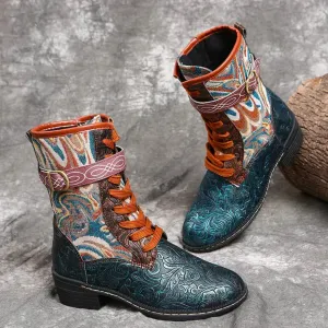 Retro Vogue™ | Women's Stylish Retro Boots | Faux Leather, Lace-Up Design & Cushioned Insole