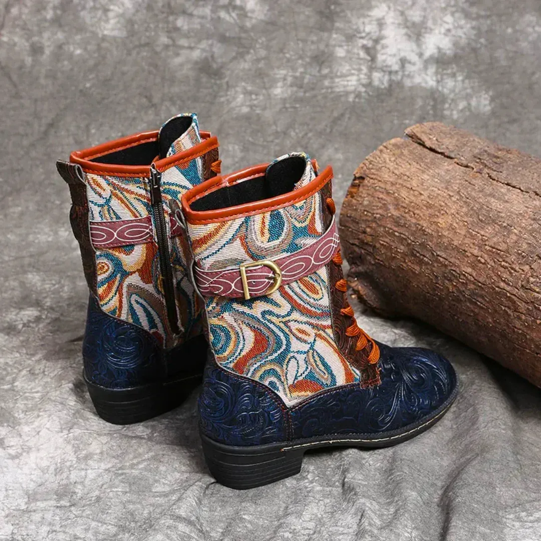 Retro Vogue™ | Women's Stylish Retro Boots | Faux Leather, Lace-Up Design & Cushioned Insole