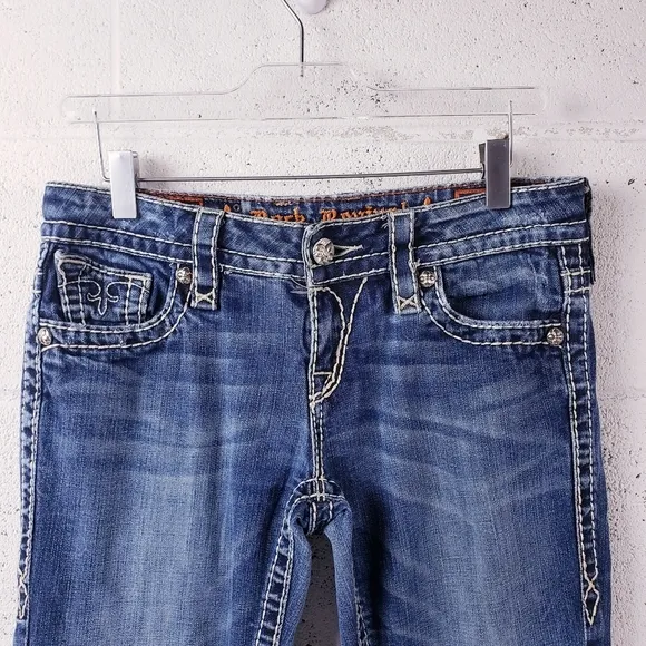 Rock Revival Eva Relaxed Boot Jean Bootcut Bling Pocket Stretch Women's Size 28