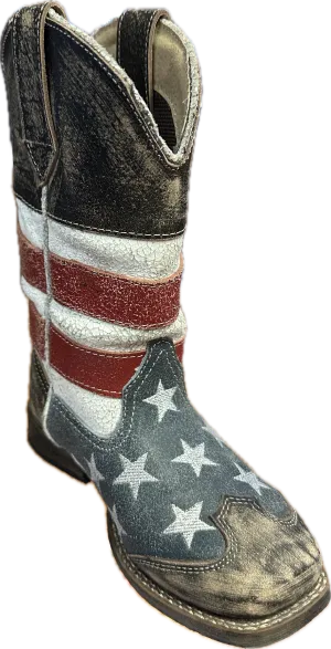 Roper Children's Distressed Stars & Stripes Square Toe Boots