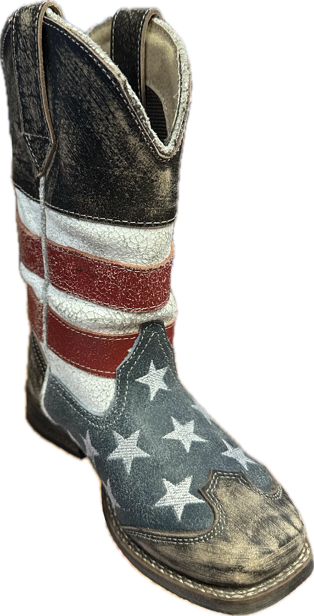 Roper Children's Distressed Stars & Stripes Square Toe Boots