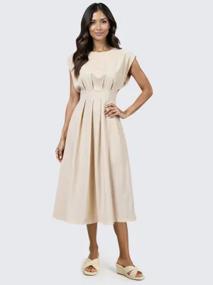 Ruched Waist Fit & Flare Midi Dress