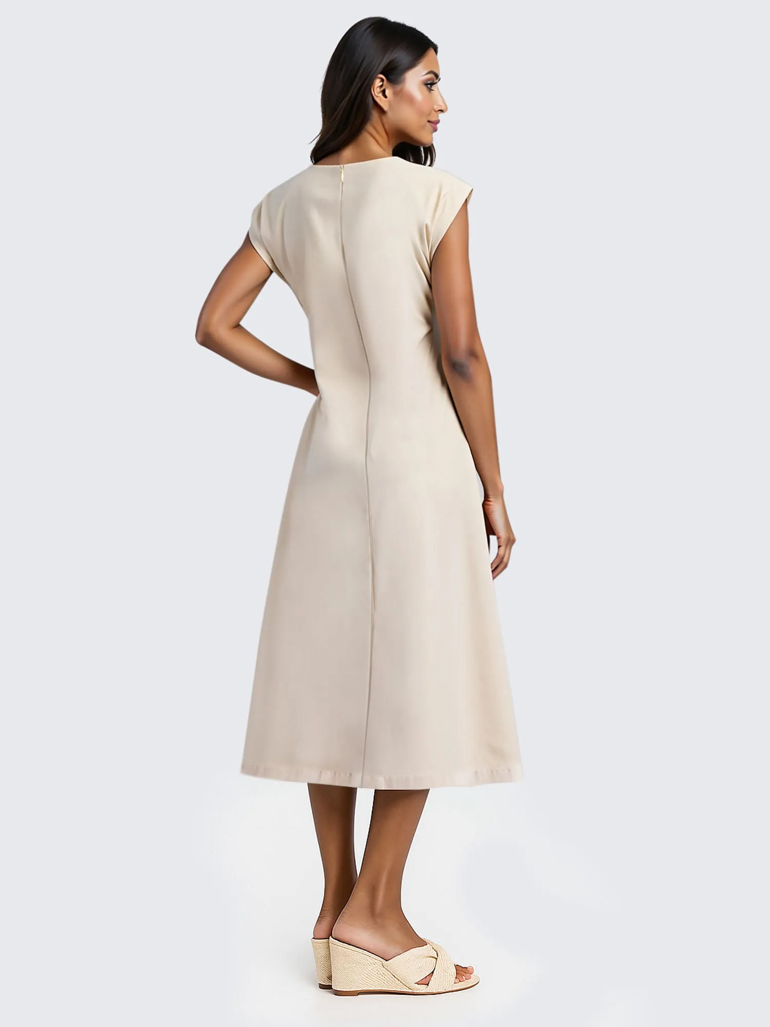 Ruched Waist Fit & Flare Midi Dress
