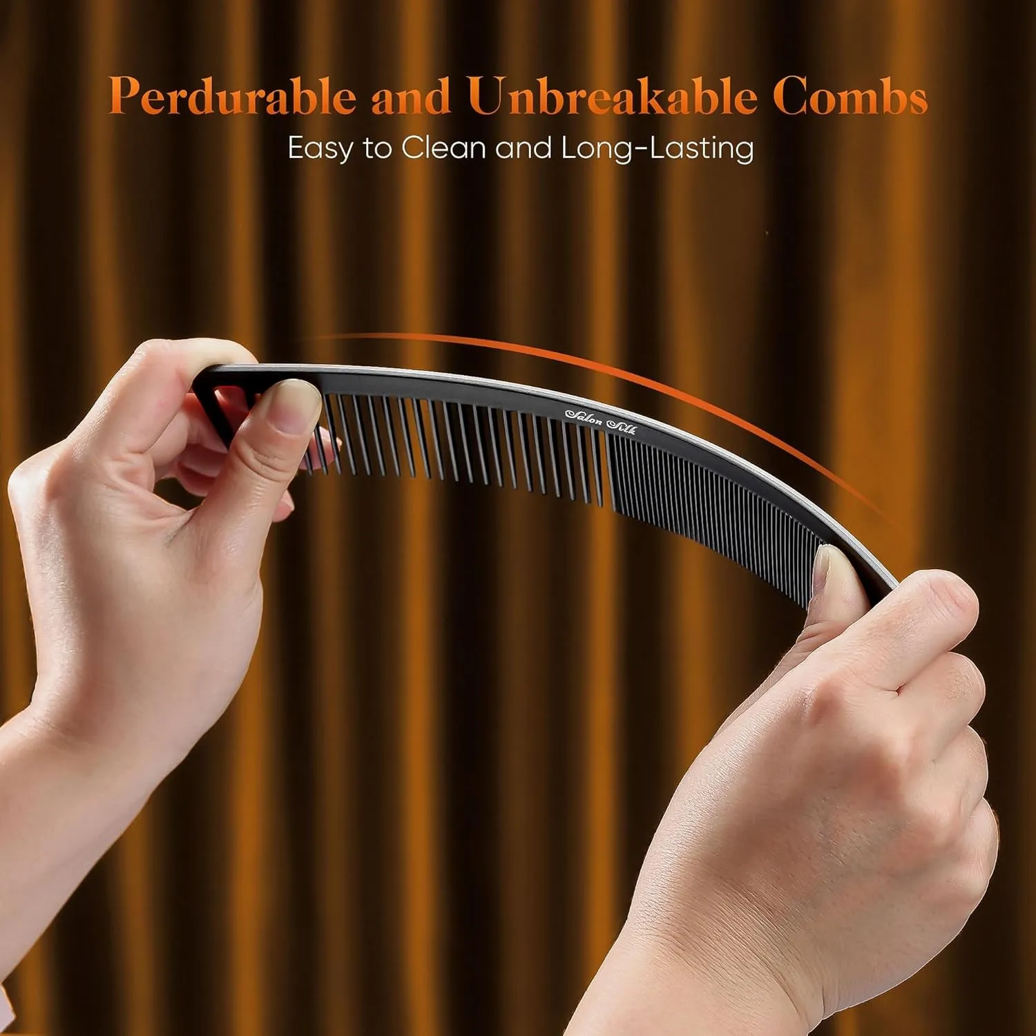 SALONSILK 4PCS Professional Comb Set, Wide Tooth Combs Rat Tail Fine Tooth Hair Comb, Barber Styling Curly Parting Combs Set for Men and Women, Braiding Cutting Combs